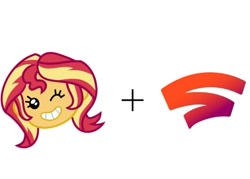 Size: 577x414 | Tagged: safe, edit, sunset shimmer, better together, equestria girls, game stream, gamer, gamer sunset, google stadia, plus sign, shimmercode, streaming, sunset gamer, video game