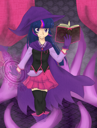 Size: 1153x1529 | Tagged: safe, artist:eliizadesu, derpibooru import, twilight sparkle, human, humanized, light skin, magic, solo, wizard