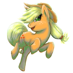 Size: 600x600 | Tagged: safe, artist:coma392, applejack, earth pony, pony, female, mare, pixiv, solo