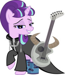 Size: 2284x2673 | Tagged: safe, artist:sketchmcreations, starlight glimmer, pony, unicorn, boots, clothes, coat, demyx, female, guitar, kingdom hearts, lidded eyes, looking at you, mare, musical instrument, nobody, organization xiii, raised hoof, s5 starlight, shoes, simple background, smiling, smirk, transparent background, vector