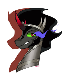 Size: 944x1124 | Tagged: safe, artist:ridgessky, derpibooru import, king sombra, pony, unicorn, black mane, male, sharp teeth, solo, sombra eyes, stallion