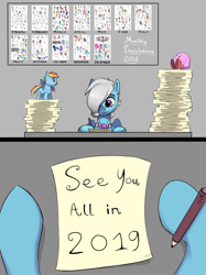 Size: 1280x1707 | Tagged: safe, artist:silverhopexiii, derpibooru import, rainbow dash, oc, oc only, pegasus, pony, 2019, bowtie, pencil, plushie, solo