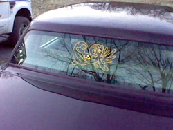 Size: 640x480 | Tagged: safe, fluttershy, pegasus, pony, cadillac, car, decal, irl, photo