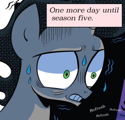 Size: 462x445 | Tagged: safe, derpibooru import, edit, king sombra, pony, unicorn, season 5, spoiler:comic, spoiler:comicfiendshipismagic1, countdown, countdown to season 5, exploitable meme, meme, refresh, solo