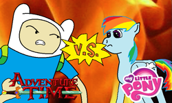 Size: 697x419 | Tagged: safe, artist:omgitsthatboy, derpibooru import, rainbow dash, pegasus, pony, adventure time, finn the human