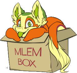 Size: 1541x1468 | Tagged: safe, artist:kez, derpibooru import, oc, oc only, oc:non toxic, monster pony, original species, pony, tatzlpony, :p, animated, blinking, box, cardboard box, cute, ear fluff, fangs, fluffy, leaning, looking at you, male, mlem, open mouth, pony in a box, silly, simple background, smiling, solo, tentacle tongue, tentacles, tongue out, transparent background