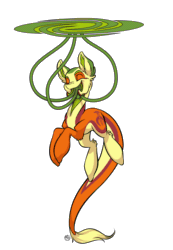 Size: 624x900 | Tagged: safe, artist:kez, derpibooru import, oc, oc only, oc:non toxic, monster pony, original species, tatzlpony, animated, eyes closed, helicopter, male, silly, simple background, solo, tentacle tongue, tentacles, transparent background
