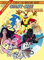 Size: 714x960 | Tagged: safe, artist:scott shaw, derpy hooves, fluttershy, pinkie pie, earth pony, pegasus, pony, baby gonzo, barney rubble, captain carrot, comic cover, crossover, fred flintstone, gonzo, homer simpson, muppet babies, pointer s. toxin, sonic the hedgehog, sonic the hedgehog (series), squee, the flintstones