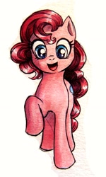 Size: 1455x2425 | Tagged: safe, artist:superstarwordgirl, pinkie pie, earth pony, pony, female, mare, pink coat, pink mane, solo, traditional art