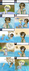 Size: 1562x3758 | Tagged: safe, artist:jitterbugjive, derpy hooves, doctor whooves, pony, clothes, lovestruck derpy, shirt, theenamoredclockmaker, water