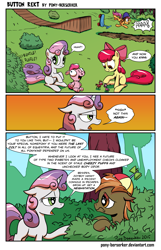 Size: 2025x3150 | Tagged: safe, artist:pony-berserker, apple bloom, big macintosh, button mash, cheerilee, pinkie pie, scootaloo, sweetie belle, earth pony, pony, anti-shipping, buttonbuse, comic, comments locked on derpi, cutie mark crusaders, dialogue, frown, gaming heresy, helmet, heresy, heresy of the ages, i can't believe it's not idw, male, mouthpiece, now kiss, open mouth, raised hoof, scooter, shipper on deck, shipping, shipping denied, slice of life, stallion, straight, sweetie belle hates button, sweetiemash