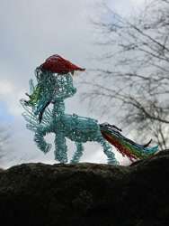 Size: 1500x2000 | Tagged: safe, artist:malte279, derpibooru import, rainbow dash, pegasus, pony, craft, female, irl, mare, photo, sculpture, wire sculpture