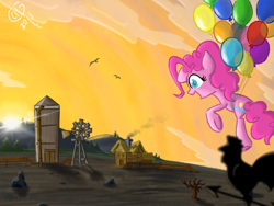 Size: 2048x1536 | Tagged: safe, artist:meirei, pinkie pie, earth pony, pony, pixiv, rock farm, solo