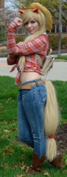 Size: 891x2357 | Tagged: safe, artist:bjonsie13, applejack, human, cosplay, irl, irl human, midriff, photo