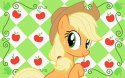 Size: 1680x1050 | Tagged: safe, artist:estories, applejack, earth pony, pony, female, hat, looking back, mare, solo, vector, wallpaper