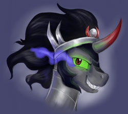 Size: 1413x1260 | Tagged: safe, artist:evomanaphy, derpibooru import, king sombra, pony, bust, digital art, male, pencil drawing, portrait, solo, stallion