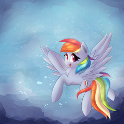 Size: 3600x3600 | Tagged: safe, artist:autumnvoyage, derpibooru import, rainbow dash, pegasus, pony, female, looking at you, mare, open mouth, solo