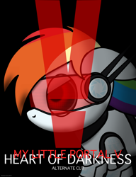 Size: 800x1040 | Tagged: safe, artist:christiancerda, derpibooru import, rainbow dash, crossover, my little portal, portal (valve), solo, species swap