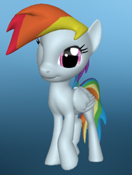 Size: 367x485 | Tagged: safe, artist:reterica, derpibooru import, rainbow dash, pegasus, pony, pony creator, 3d, blinking, ponylumen, simple background, solo