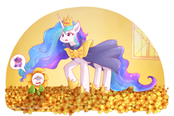 Size: 1900x1266 | Tagged: safe, artist:pika-chany, discord, princess celestia, twilight sparkle, alicorn, pony, asgore dreemurr, chara, crossover, flowey, undertale