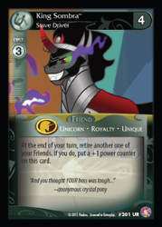 Size: 360x503 | Tagged: safe, derpibooru import, king sombra, pony, unicorn, absolute discord, card, ccg, enterplay, slavery