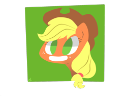 Size: 1600x1200 | Tagged: safe, artist:chibi-love69, applejack, earth pony, pony, applejack's hat, blonde mane, bust, female, green eyes, mare, orange coat, solo