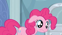 Size: 797x445 | Tagged: safe, screencap, pinkie pie, earth pony, pony, tanks for the memories, crying, dilated pupils, floppy ears, frown, solo, wavy mouth