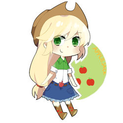 Size: 600x600 | Tagged: safe, artist:kaede benkyoo-chou, applejack, equestria girls, human coloration, humanized, pixiv, simple background, solo, transparent, transparent background