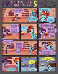 Size: 2700x3400 | Tagged: safe, artist:marmorexx, derpibooru import, rainbow dash, soarin', spitfire, twilight sparkle, twilight sparkle (alicorn), alicorn, pegasus, pony, comic:an unexpected encounter, comic, female, mare, misspelling