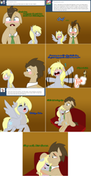 Size: 1360x2617 | Tagged: safe, artist:taleoflore, derpy hooves, doctor whooves, pony, blushing, key, lovestruck derpy, spread wings, wingboner, wings