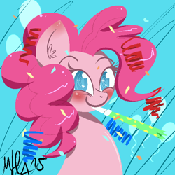 Size: 600x600 | Tagged: safe, artist:morroderthefreakyguy, pinkie pie, earth pony, pony, cute, female, mare, pink coat, solo