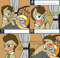 Size: 1562x1502 | Tagged: safe, artist:naomiknight17, derpy hooves, doctor whooves, earth pony, pegasus, pony, animated, ask, blushing, blushing profusely, doctor who, female, floppy ears, gif, lovestruck derpy, male, mare, sonic screwdriver, stallion, tumblr