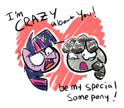 Size: 1271x1113 | Tagged: safe, artist:grilledcat, derpibooru import, smarty pants, twilight sparkle, twilight snapple, valentine's day