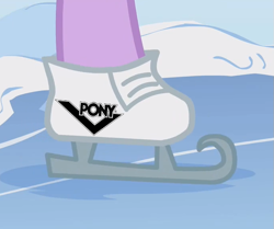 Size: 685x573 | Tagged: safe, derpibooru import, edit, edited screencap, screencap, twilight sparkle, winter wrap up, cropped, ice skates, pony logo, pony shoes, skates, solo, zapatillas pony