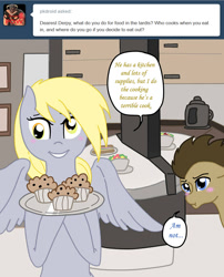 Size: 700x868 | Tagged: safe, artist:lightybulb, derpy hooves, doctor whooves, pony, blushing, food, lovestruck derpy, muffin