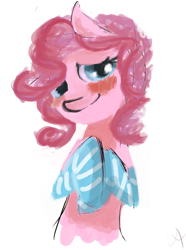 Size: 454x610 | Tagged: safe, artist:just-as-requested, pinkie pie, earth pony, pony, blushing, clothes, smiling, socks, solo