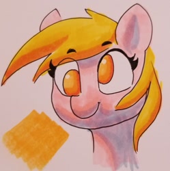 Size: 1003x1008 | Tagged: safe, artist:dimfann, derpy hooves, pegasus, pony, bust, portrait, solo, traditional art