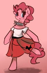 Size: 700x1069 | Tagged: dead source, safe, artist:just-as-requested, pinkie pie, earth pony, pony, bipedal, clothes, dress, poodle skirt, skirt, solo