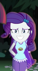 Size: 390x720 | Tagged: safe, screencap, rarity, equestria girls, legend of everfree, breasts, cropped, female, solo