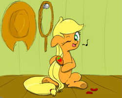 Size: 609x488 | Tagged: safe, artist:dambitail, applejack, earth pony, pony, hairbrush, hatless, long hair, long mane, loose hair, missing accessory, missing freckles, solo