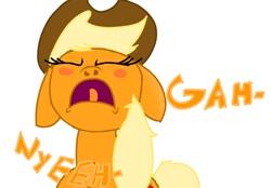 Size: 1072x746 | Tagged: safe, applejack, earth pony, pony, nose in the air, nostril flare, nostrils, open mouth, pre sneeze, sneezing, sneezing fetish, solo