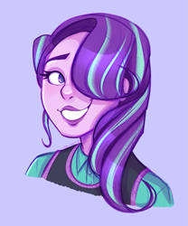 Size: 761x913 | Tagged: safe, artist:liviedoesart, starlight glimmer, equestria girls, bust, hair over one eye, looking at you, portrait, smiling, solo