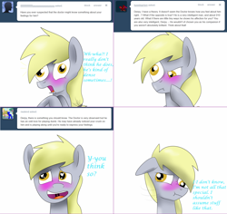 Size: 1562x1475 | Tagged: safe, artist:liathewolfhuman, derpy hooves, pony, blushing, lovestruck derpy, solo