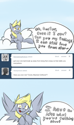 Size: 780x1307 | Tagged: safe, artist:cider, derpy hooves, pony, ask, cloud, lovestruck derpy, prone, solo, tumblr, yandere