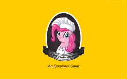 Size: 1280x800 | Tagged: safe, artist:king-kakapo, pinkie pie, earth pony, pony, an excellent parody, ashens, cake, chef, chef excellence, desktop, simple background, solo