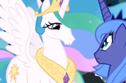 Size: 399x264 | Tagged: safe, screencap, princess celestia, princess luna, alicorn, pony, anatomically incorrect, great moments in animation, s1 luna