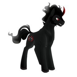 Size: 1440x1440 | Tagged: safe, artist:wolfstar04, derpibooru import, king sombra, pony, unicorn, black mane, cloven hooves, colored horn, curved horn, cutie mark, gray coat, helmet, horn, king sideburns, male, missing accessory, simple background, solo, sombra horn, sombra's cutie mark, stallion, transparent background