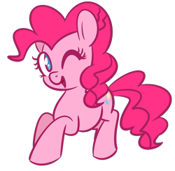 Size: 2212x2169 | Tagged: safe, artist:flaminbunny, pinkie pie, earth pony, pony, cute, diapinkes, female, mare, no pupils, open mouth, simple background, solo, transparent background, wink