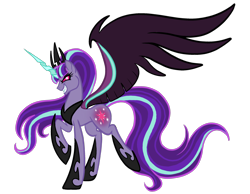 Size: 2854x2214 | Tagged: safe, artist:melspyrose, starlight glimmer, alicorn, pony, alicornified, alternate timeline, cutie mark theft, evil, looking at you, midnight glimmer, midnight-ified, race swap, simple background, solo, starlicorn, this will end in communism, transparent background, xk-class end-of-the-world scenario