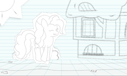 Size: 4920x2970 | Tagged: safe, artist:biel56789, pinkie pie, earth pony, pony, absurd resolution, flower, paper, path, simple background, sketch, sun, vector, white background, wink